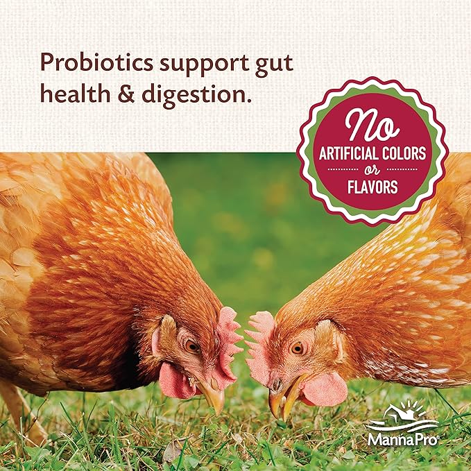 Manna Pro All Flock Crumbles, Crafted with Probiotics for Gut Health & Digestion, 16% Protein for Mixed Flocks with No Artificial Colors or Flavors, Crumbled for Easy Feeding, 8 lbs