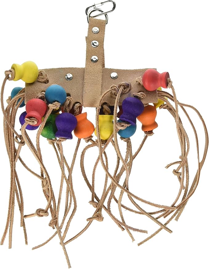 Penn-Plax Leather Kabob Bird Toy for Medium-Large Sized Birds, 12"