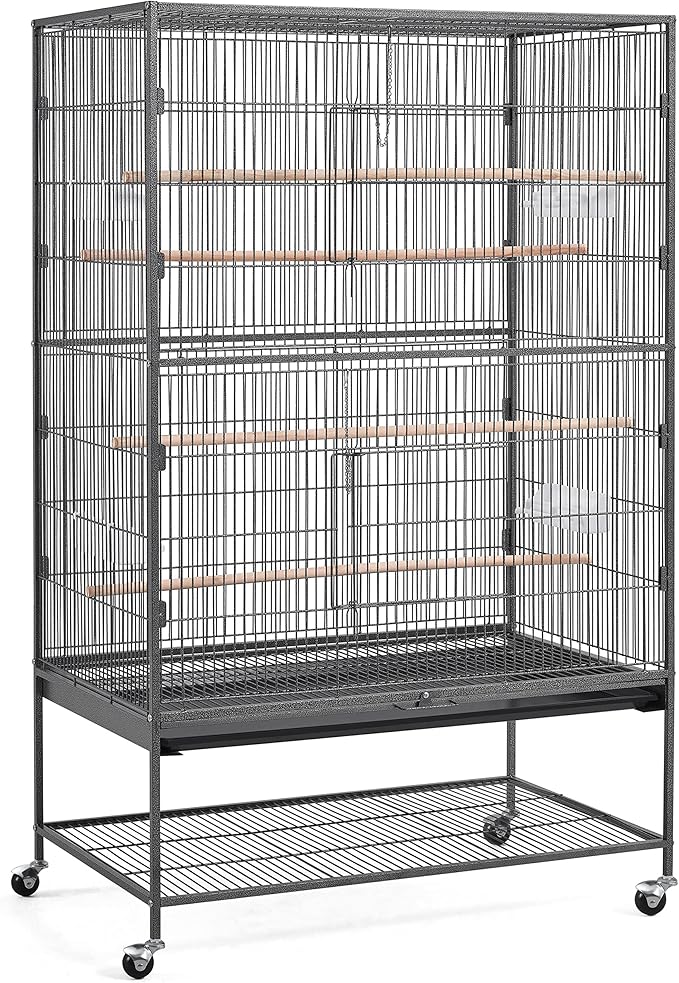 Aviary on Stand Large Bird Cage on Wheels Sturdy Metal for Parrot Parrots 93.5 x 56.5 x 153 cm