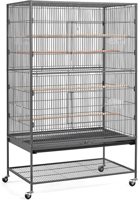 Aviary on Stand Large Bird Cage on Wheels Sturdy Metal for Parrot Parrots 93.5 x 56.5 x 153 cm