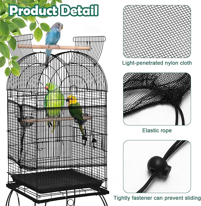 Catcan 2 Pack Bird Cage Seed Catcher Guard, Bird Cage Cover,Heavy Duty Adjustable Nylon Mesh Netting Seed Catche for Parrot Parakeet Macaw African(L-94.4’’*14.9’’)