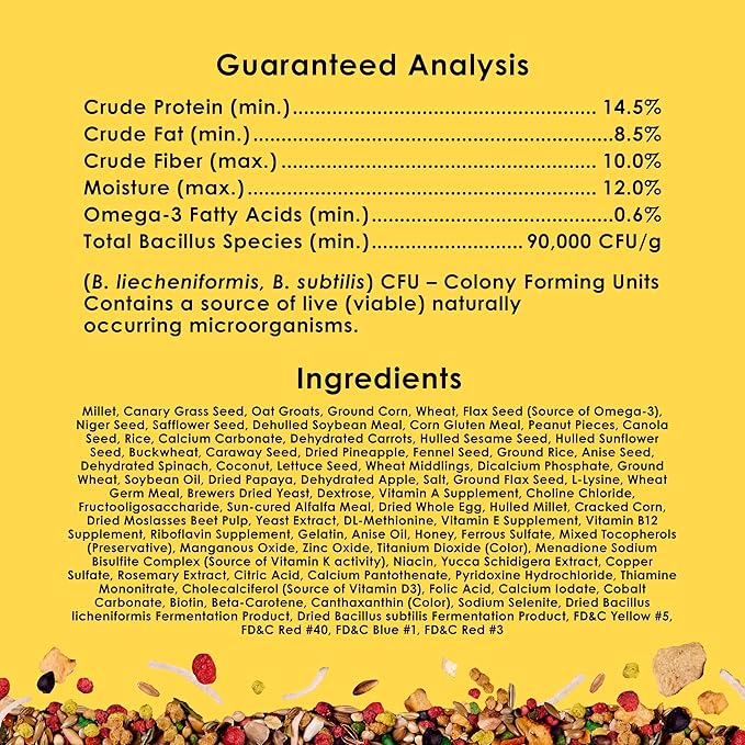 Kaytee Fiesta Parakeet Food,Nutritious and Fun Blend,Supports Skin,Feather,Digestion,Brain and Heart Health,2 pounds,(Pack of 2)