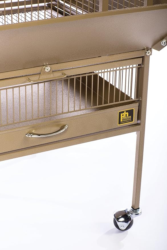 Prevue Pet Products Park Plaza Bird Cage - Small Cocoa Brown Steel Cage with Rolling Stand, Dual Locks, Seed Guards, and Perch, Ideal for Parakeets, Cockatiels, & Small-Medium Birds - Cocoa Hammertone