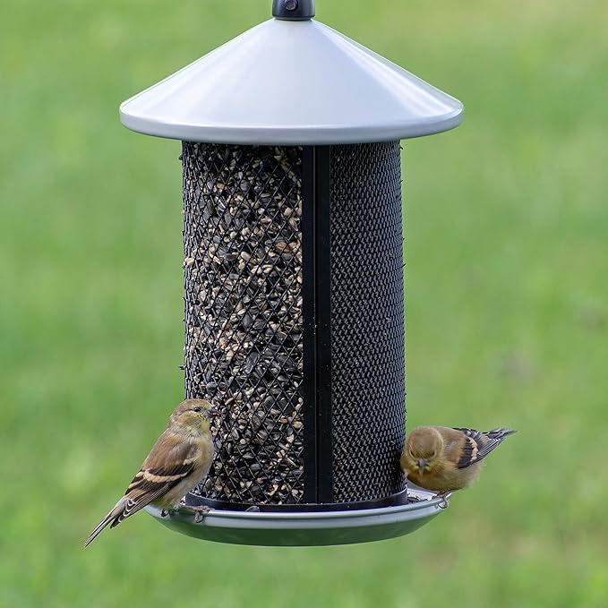 Perky-Pet Dual Mesh Wild Bird Seed Feeder - Holds up to 2.85 lb Wild Bird Seed - Dual Compartment for Seeds and Thistle - TSS00349