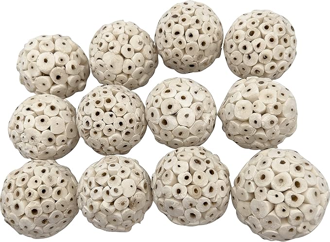 5106 Small Sola Bird Balls Pk12 - Handmade wooden bird foot toys, Formed from air dried pieces of sola wood, Lightweight, Easily breaks apart, Shredding fun, Great for small and med size birds