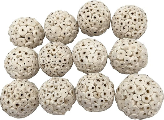 5106 Small Sola Bird Balls Pk12 - Handmade wooden bird foot toys, Formed from air dried pieces of sola wood, Lightweight, Easily breaks apart, Shredding fun, Great for small and med size birds