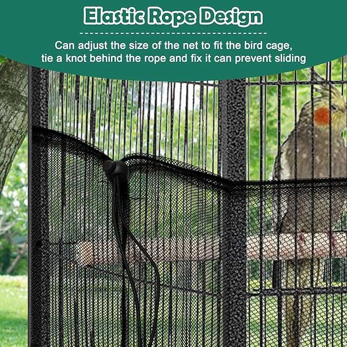 Catcan 2 Pack Bird Cage Seed Catcher Guard, Bird Cage Cover,Heavy Duty Adjustable Nylon Mesh Netting Seed Catche for Parrot Parakeet Macaw African(L-94.4’’*14.9’’)