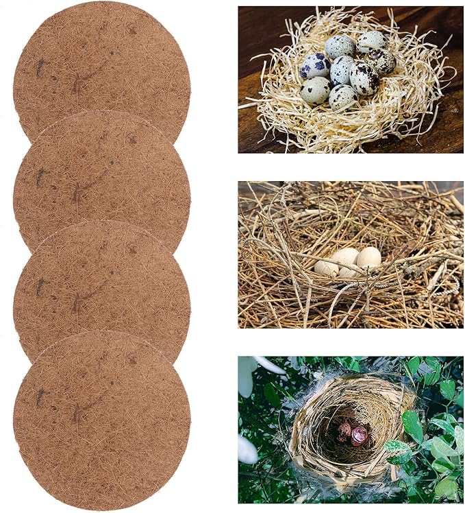 Ipetboom Pigeon Nest Pads 10Pcs 8.5In Breathable Bird Egg Nest Mats Comfortable Palm Fiber Pads for Pigeon Breeding Birdcage Accessories
