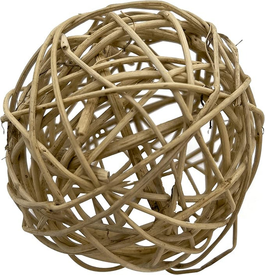 by M&M 5070 Mega 4 Inch Natural Vine Ball - Handwoven Natural Rattan Ball, Lightweight, Chewable, Stuffable, Hangable, Versatile, Great for All Birds from Budgies to Macaws