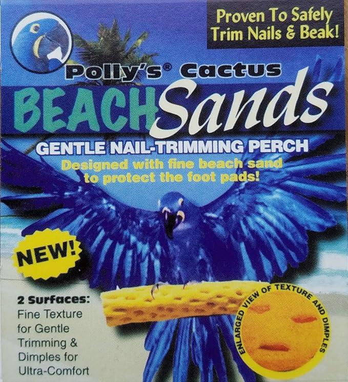 Polly's Beach Sands Nail Trimming Bird Cage Perch for Parakeets, Cockatiels, Amazons, Grays, Cockatoos, Macaws, eclectus and Many Other Birds (Large, Variety)