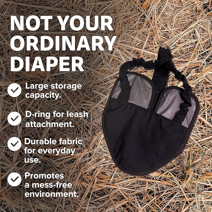 Hen Holster Premium Starter Kit - Bird Diaper, Wrap Around for Hens, Roosters, Ducks - Leak-Proof, Comfortable Bird Harness with Sewn-in Liner, Secure Hook & Loop Closure - S/M, Black