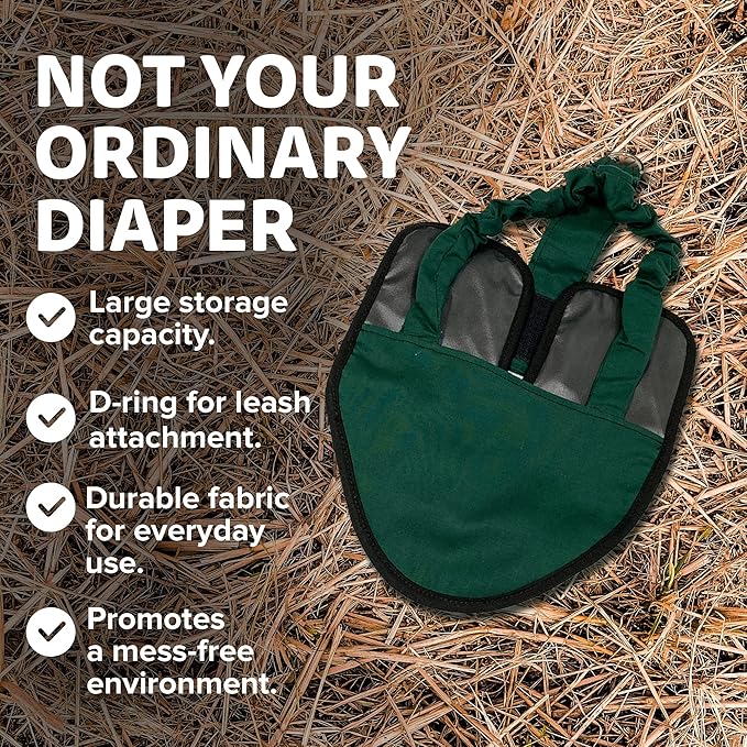 Hen Holster Premium Starter Kit - Bird Diaper, Wrap Around for Hens, Roosters, Ducks - Leak-Proof, Comfortable Bird Harness with Sewn-in Liner, Secure Hook & Loop Closure - XL, Green