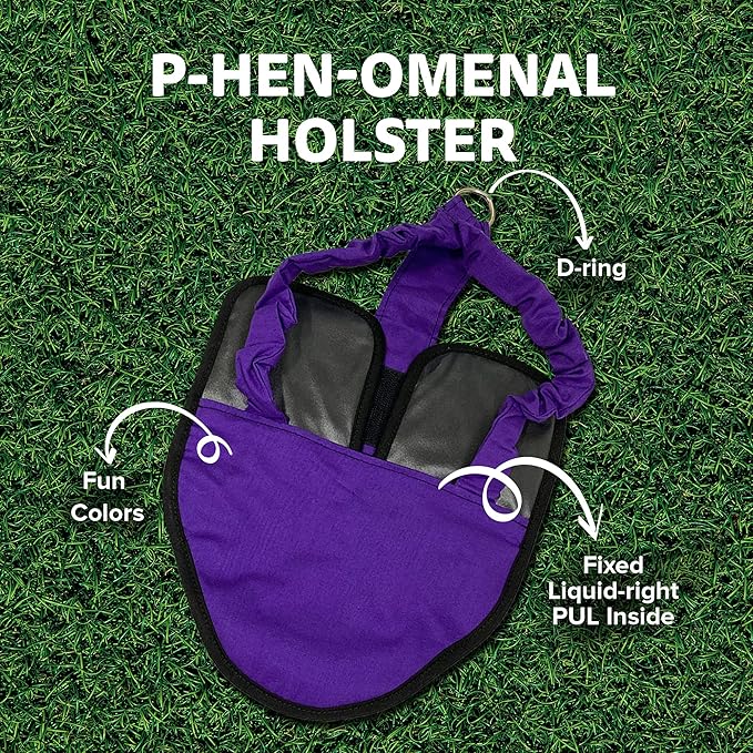 Hen Holster Premium Starter Kit - Bird Diaper, Wrap Around for Hens, Roosters, Ducks - Leak-Proof, Comfortable Bird Harness with Sewn-in Liner, Secure Hook & Loop Closure - XL, Purple
