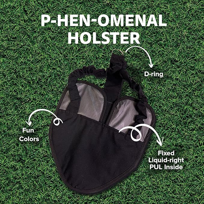 Hen Holster Premium Starter Kit - Bird Diaper, Wrap Around for Hens, Roosters, Ducks - Leak-Proof, Comfortable Bird Harness with Sewn-in Liner, Secure Hook & Loop Closure - S/M, Black