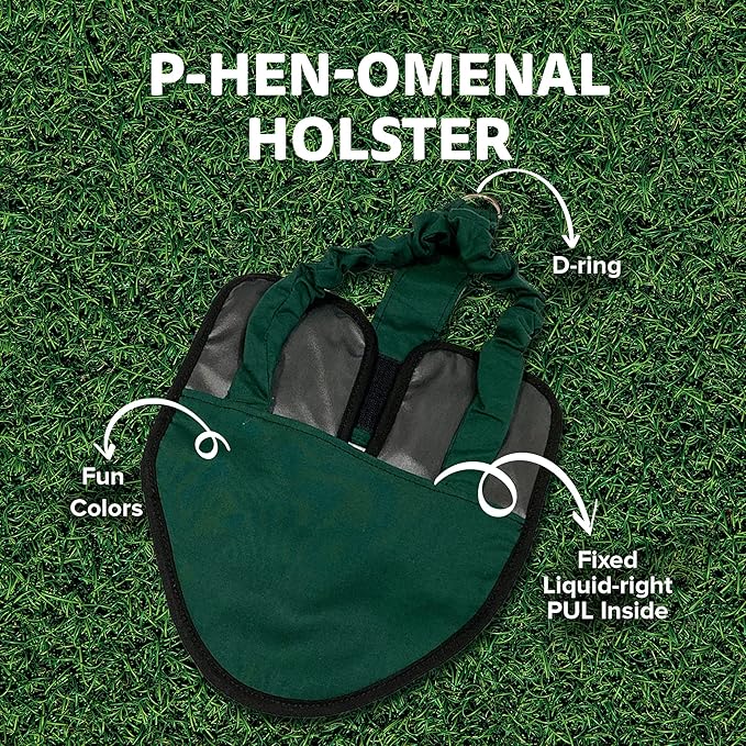 Hen Holster Premium Starter Kit - Bird Diaper, Wrap Around for Hens, Roosters, Ducks - Leak-Proof, Comfortable Bird Harness with Sewn-in Liner, Secure Hook & Loop Closure - XL, Green