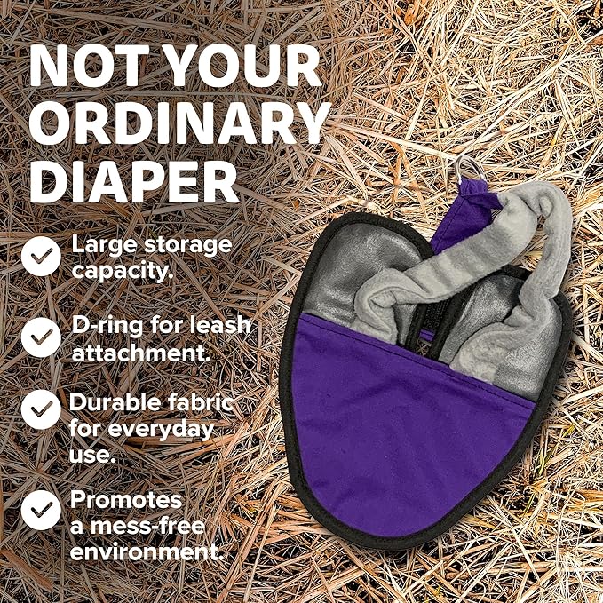 Hen Holster Premium Starter Kit - Bird Diaper, Wrap Around for Larger Pigeons, Small Breed Hens & Roosters - Leak-Proof, Comfortable Bird Harness with Sewn-in Liner & Hook & Loop Closure - XS, Purple