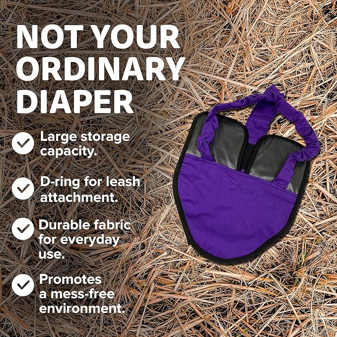 Hen Holster Premium Starter Kit - Bird Diaper, Wrap Around for Hens, Roosters, Ducks - Leak-Proof, Comfortable Bird Harness with Sewn-in Liner, Secure Hook & Loop Closure - XL, Purple