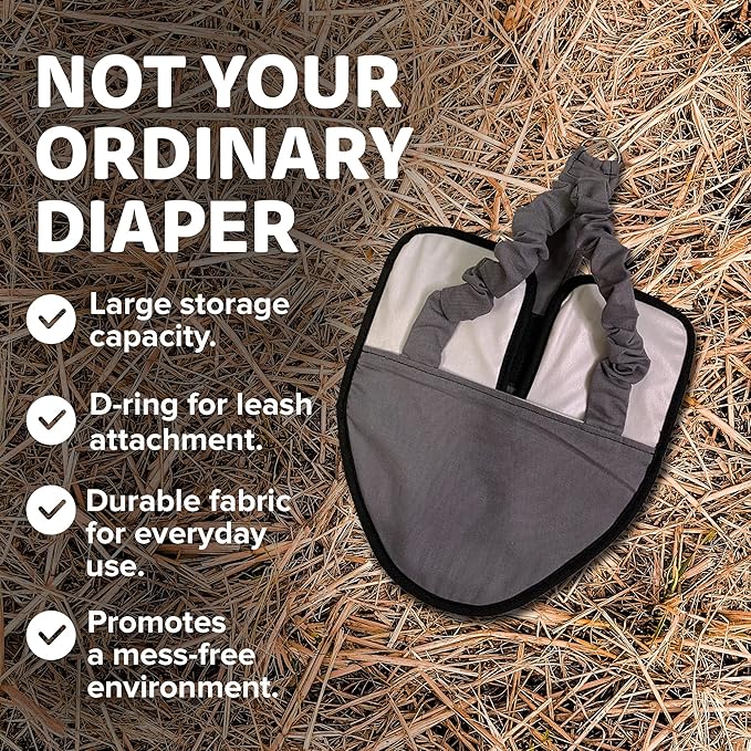 Hen Holster Premium Starter Kit - Bird Diaper, Wrap Around for Hens, Roosters, Ducks - Leak-Proof, Comfortable Bird Harness with Sewn-in Liner, Secure Hook & Loop Closure - Large, Gray